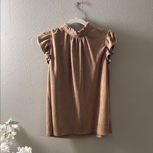 Ruffled Sleeve Tan Top
